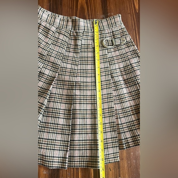 Maje Mini Skirt Pleated Plaid Asymmetrical Sz EU34/ 2 Brown Clueless Preppy - Picture 5 of 8